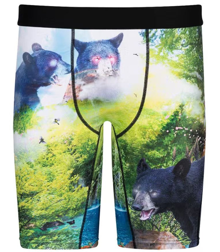Men's Boxer Briefs with Black Bears in the Forest