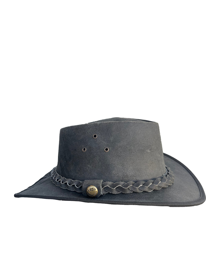 Damen-Cowboyhut Schwarz mit Flechtband und Concho