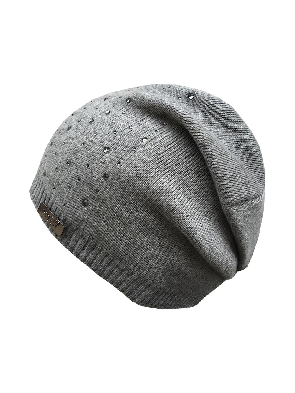 Diamond slouchy beanie with decorative stones in anthracite