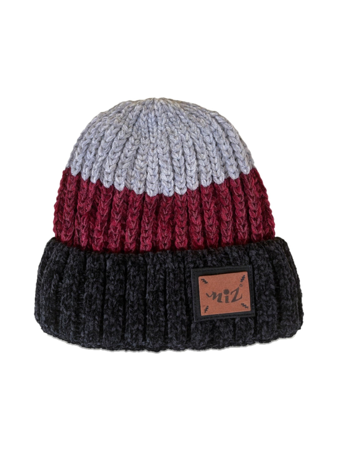 Beanie Chenill dreifarbig in Rot