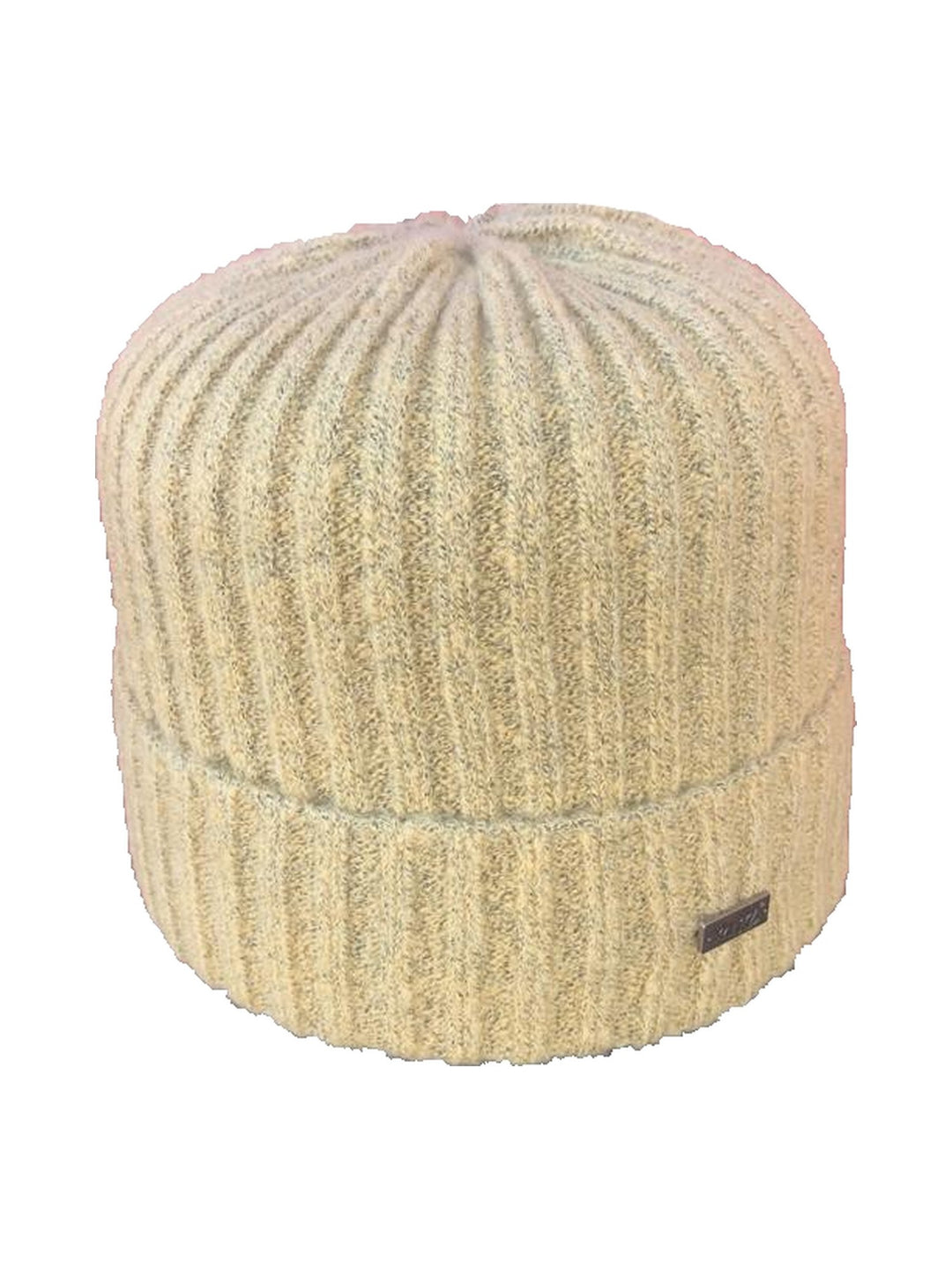 Joelle weiche Rippstrick-Mütze mit Umschlag in Beige