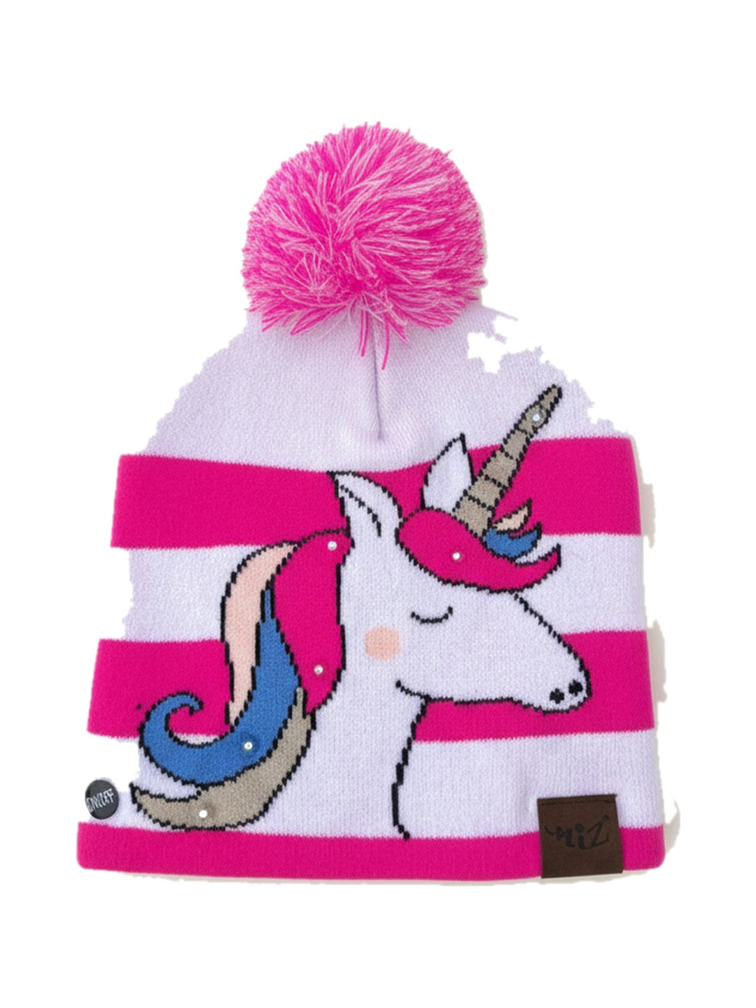 Bakti LED-Bommelmütze in Pink und Weiss mit Einhorn