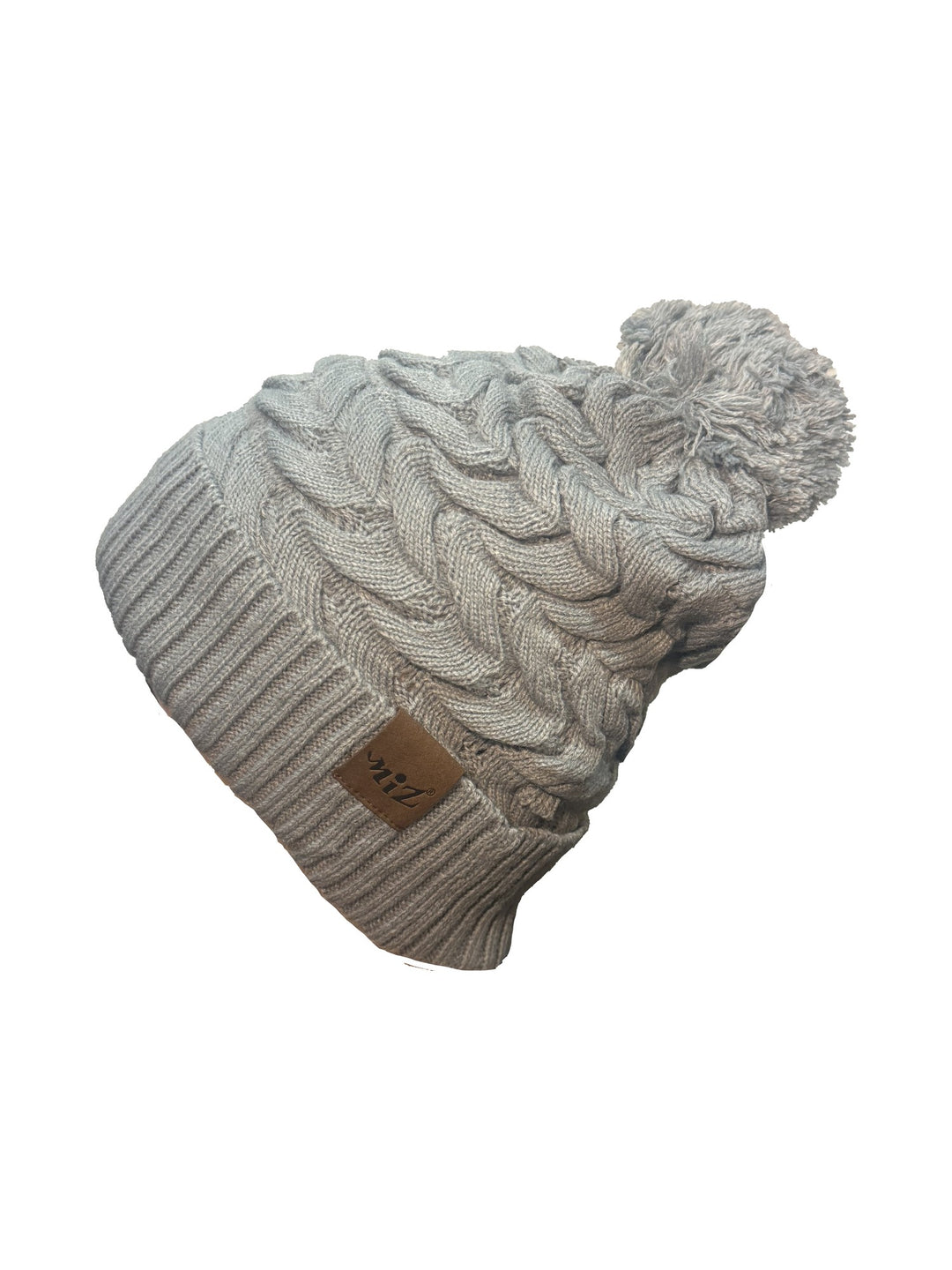 Unlined pompom beanie in grey