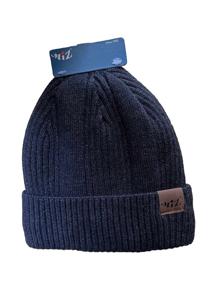 Herren-Rippstrick-Wintermütze mit Umschlag in Anthrazit