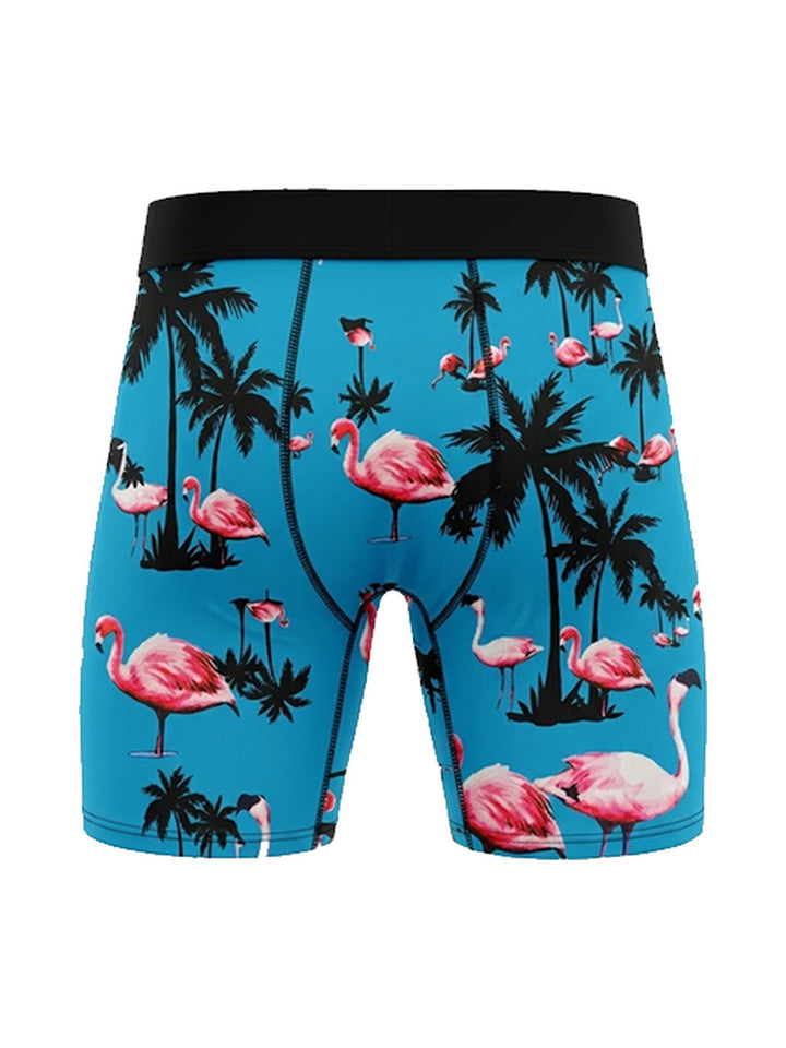 Men's Boxer Briefs Flamingos and Palms on Blue, view 2