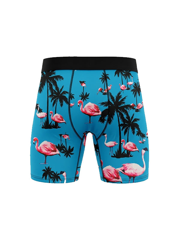 Blue Flamingo Palm Trees Boxer Briefs