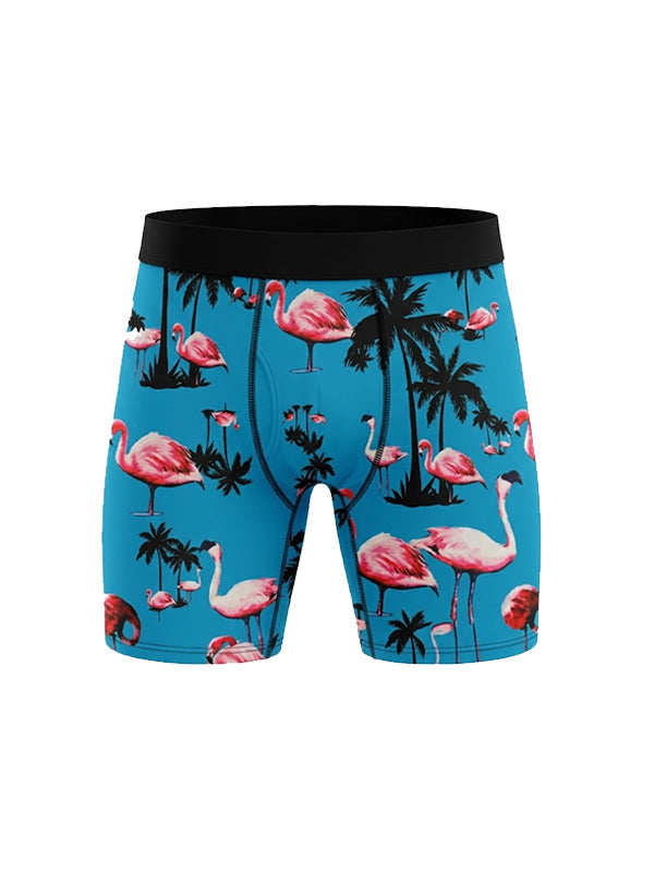 Blue Flamingo Palm Trees Boxer Briefs