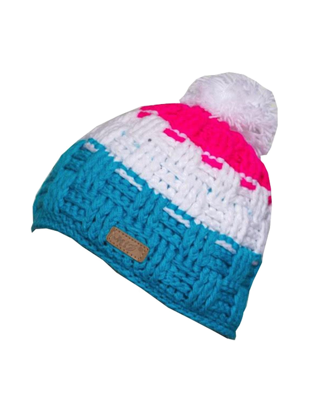 Manolo Kids Kinder-Bommelmütze in Pink und Türkis