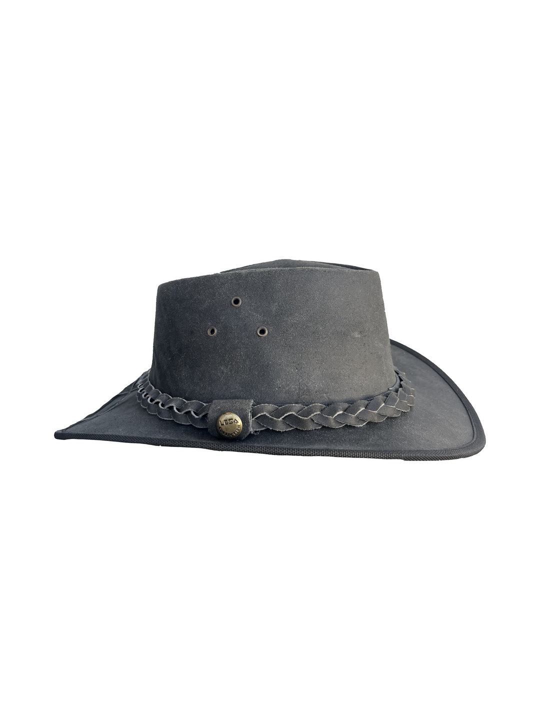 Women's Black Cowboy Hat, Braided Band, Concho