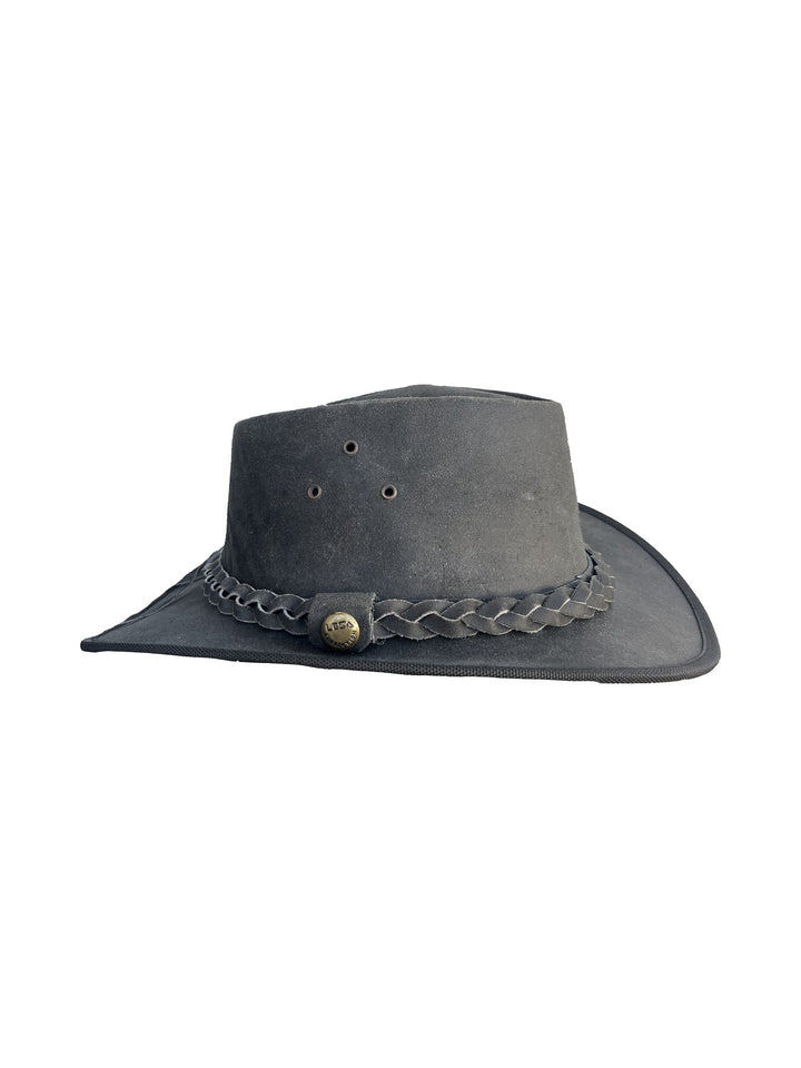 Damen-Cowboyhut Schwarz mit Flechtband und Concho