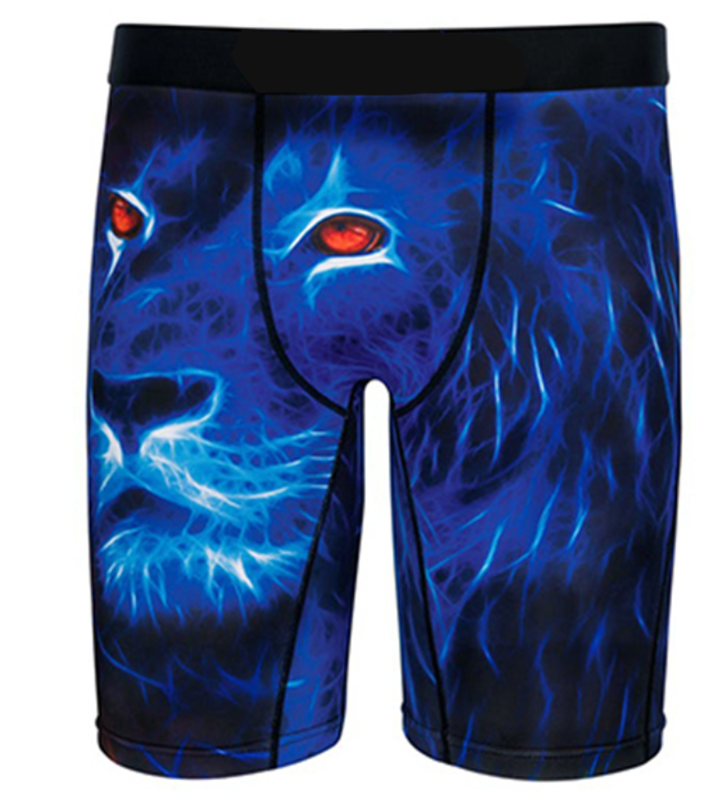 Herren-Boxershorts mit neonblauem Löwenkopf