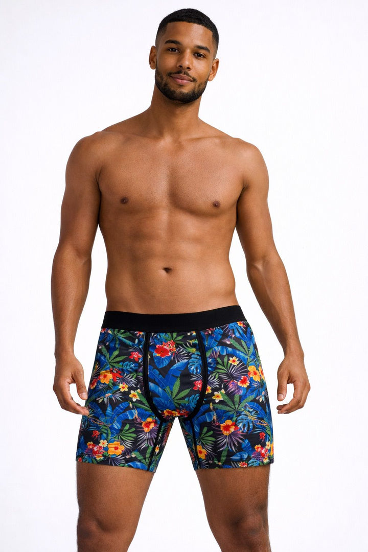 Dark Tropical Floral Boxer Briefs