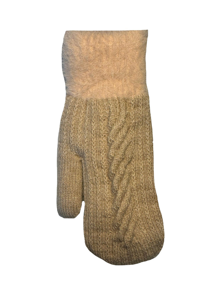Cable-knit mittens in beige