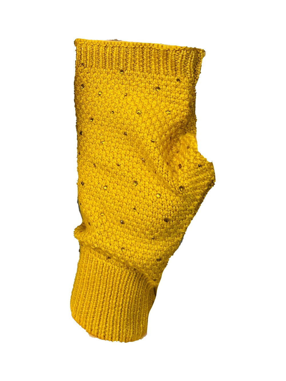 Fingerlose Strickhandschuhe in Senfgelb