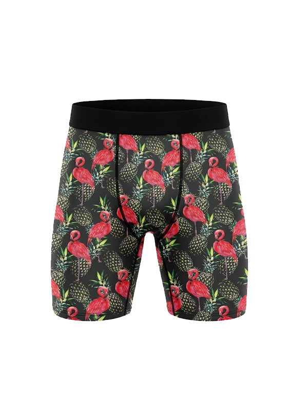 Flamingo Pineapple Black Boxer Briefs