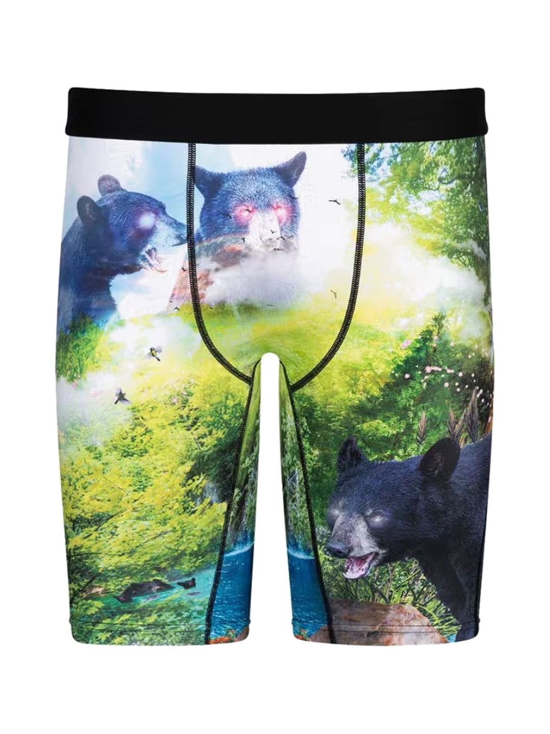Men's Boxer Briefs with Black Bears in the Forest