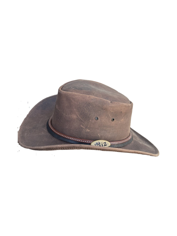 Herren-Lederhut Rotbraun mit schmalem Hutband