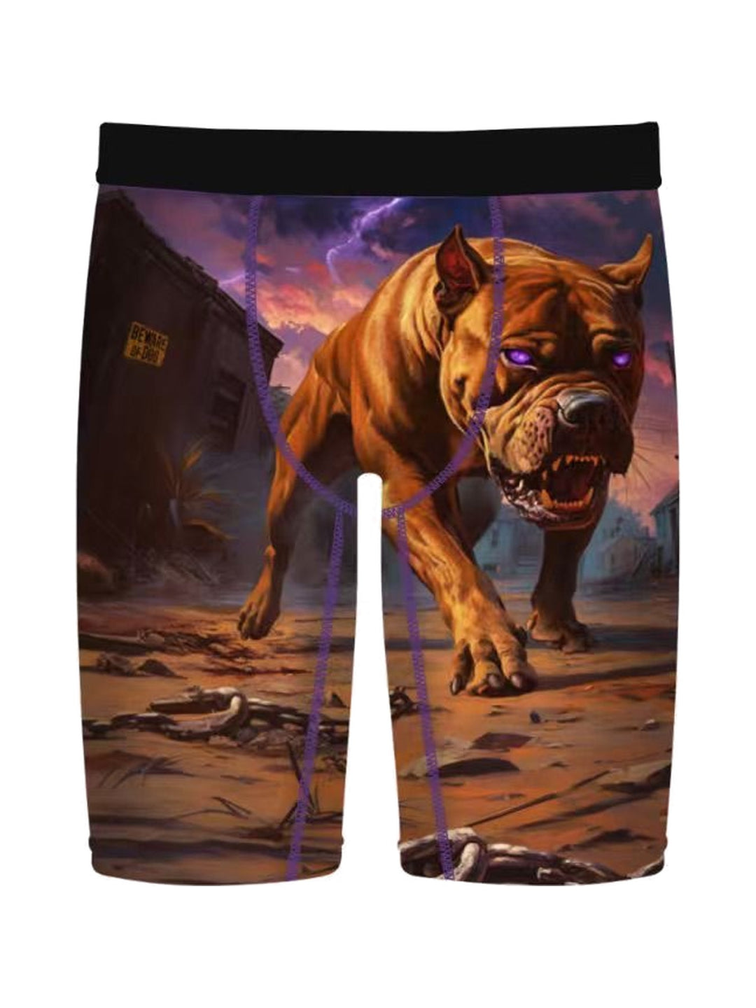Men's Boxer Briefs with Pitbull in Purple and Orange