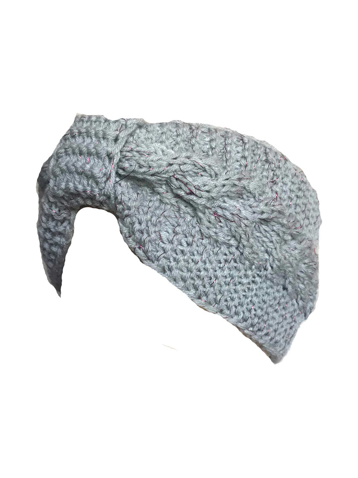 Cable-knit winter headband in grey