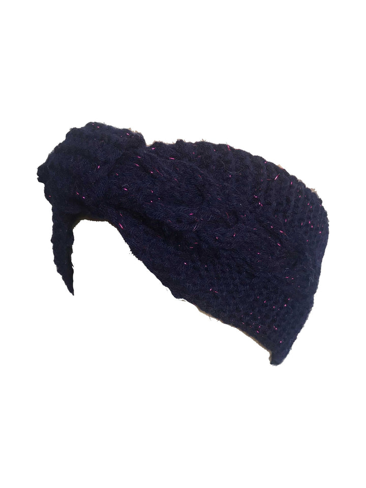 Cable-knit winter headband in black