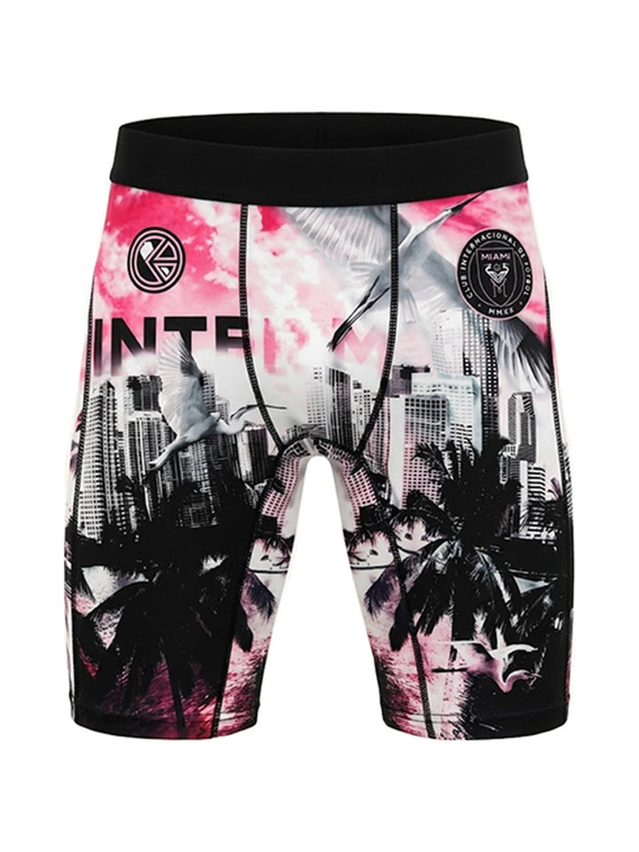 Men's Boxer Briefs Skyline in Pink, Black and White, view 1