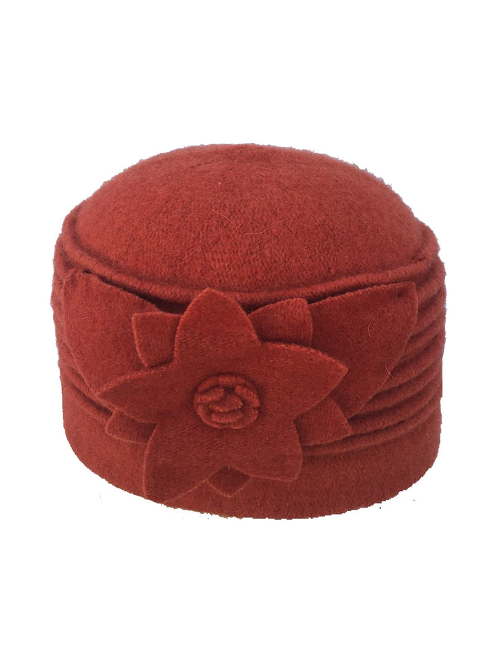Carla women's hat with flower appliqué in orange