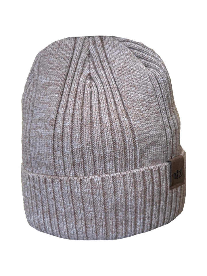 Lazu faux-fur lined ribbed beanie in beige