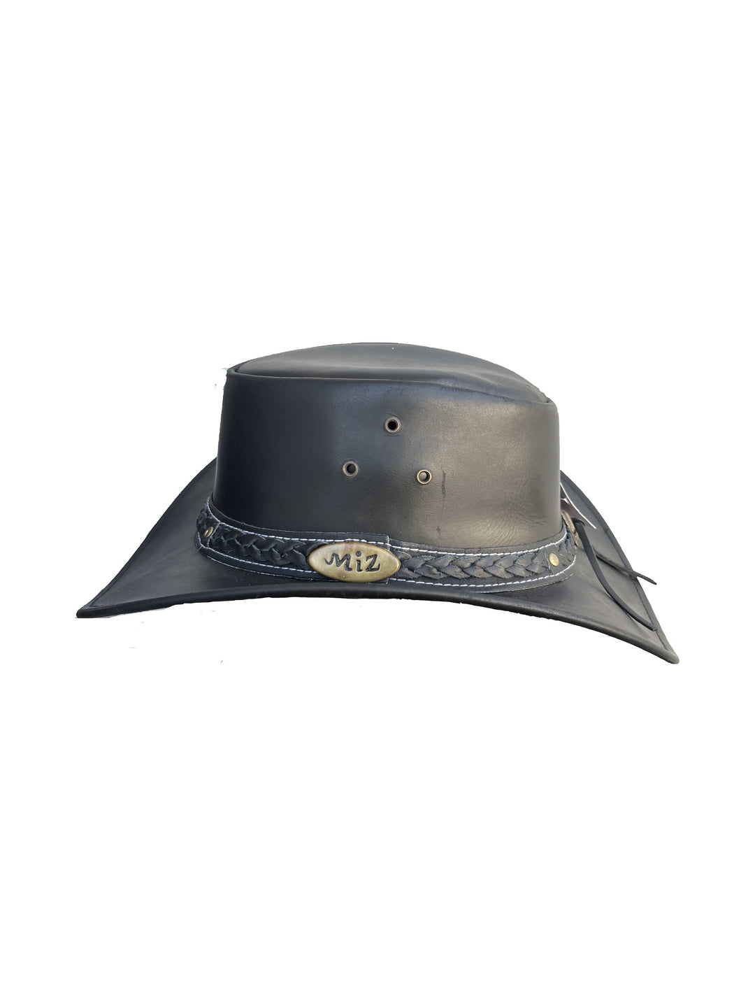 Leder-Cowboyhut Schwarz mit Kinnkordel