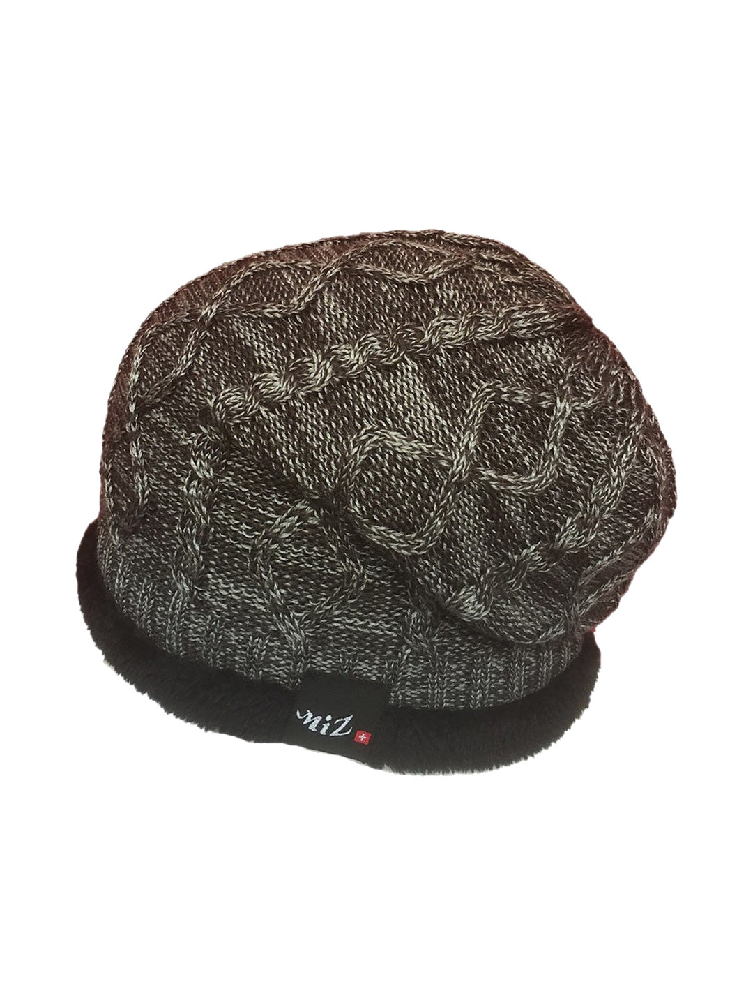 Long cable-knit beanie in grey