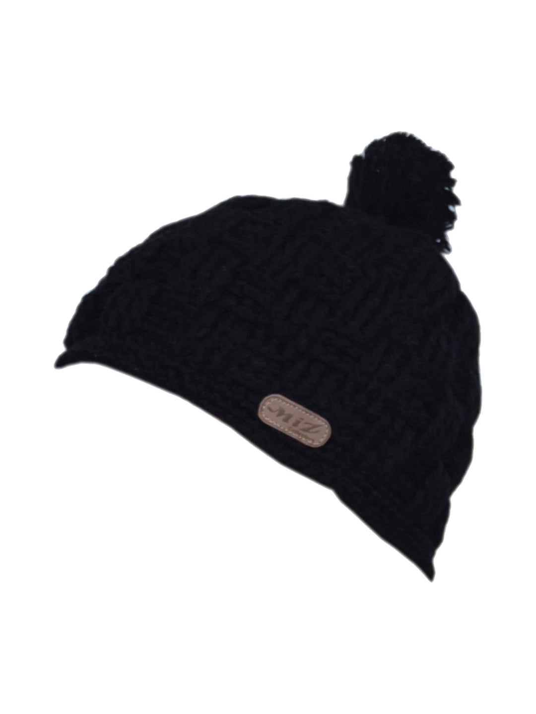 Matana knit pompom beanie with faux-fur lining in black