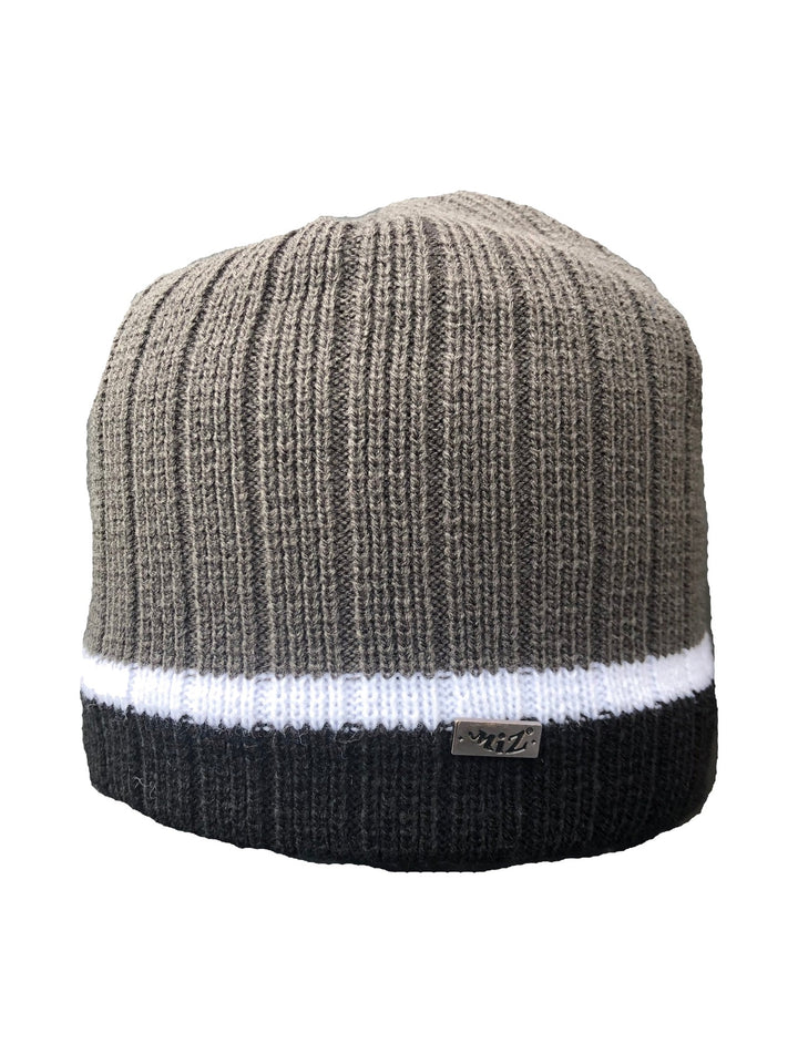 Men's striped beanie in brown