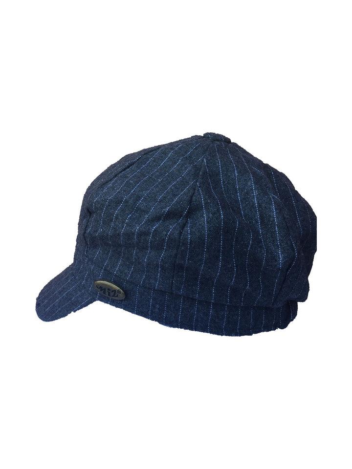 Summer pinstripe flat cap in grey