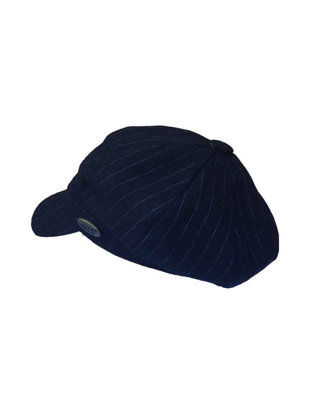 Summer pinstripe flat cap in black