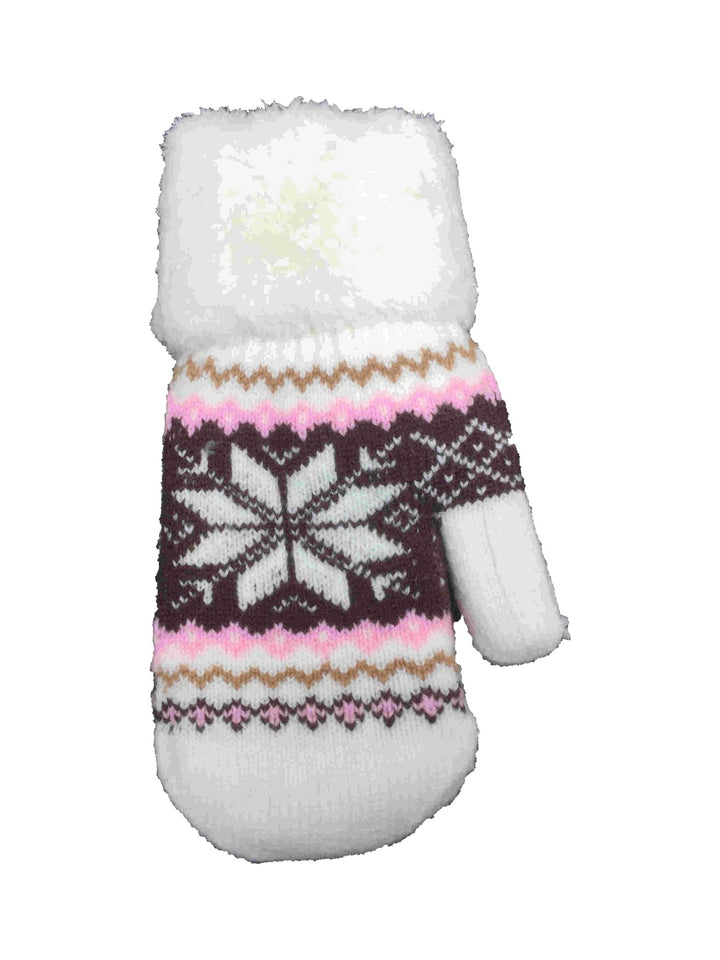 Micca Nordic-pattern mittens in off-white