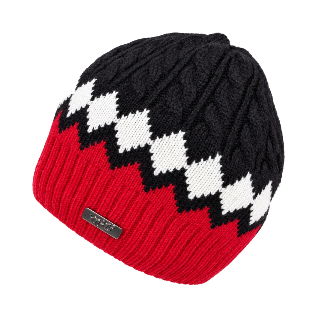 Frog beanie with faux-fur lining, front view