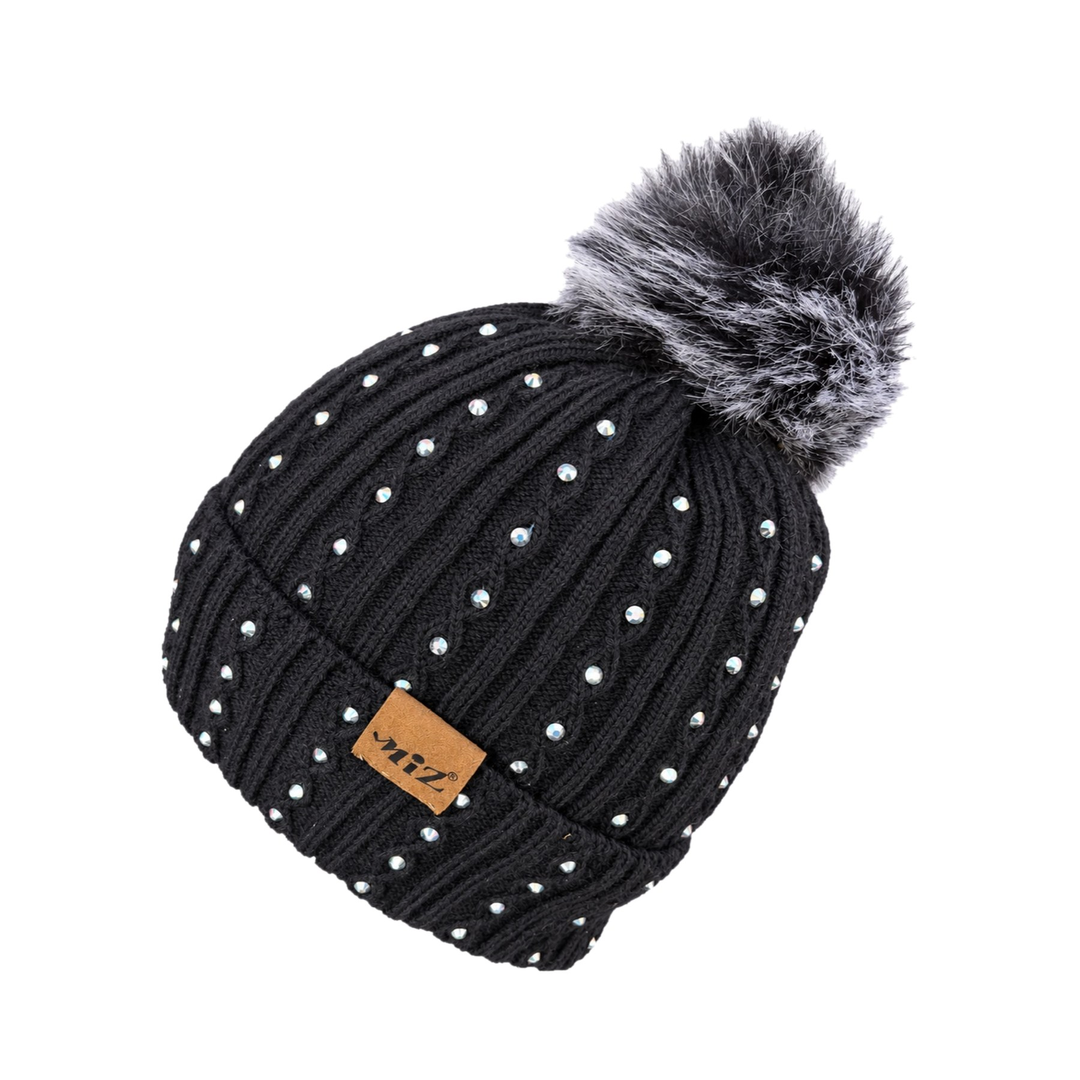 Lady Strass beanie with strass details and faux-fur lining, front view