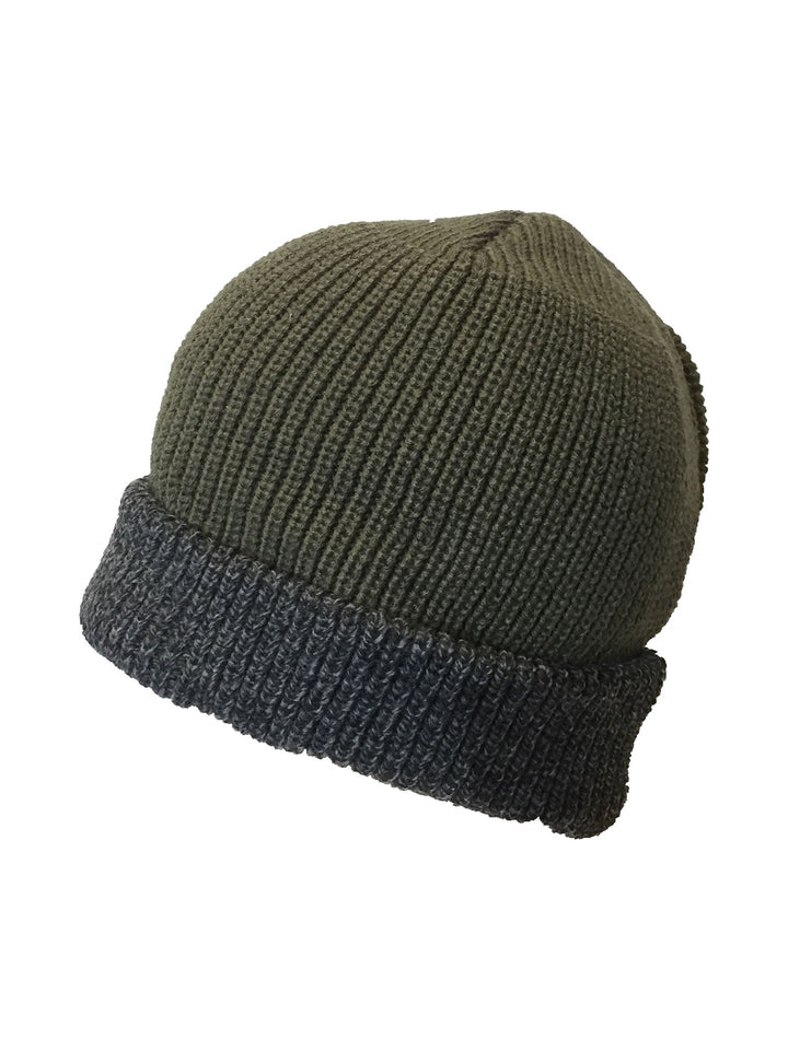 Two-tone beanie in army green
