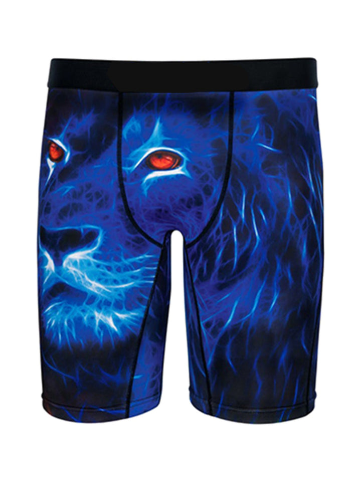 Herren-Boxershorts mit neonblauem Löwenkopf