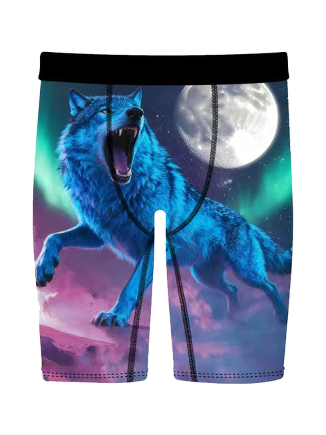 Men's Boxer Briefs Neon Jungle, Wolf and Full Moon, view 1