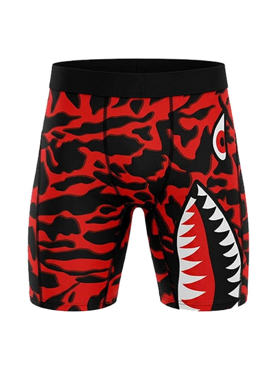 Men's Boxer Briefs Red-Black Camo with Shark Mouth, view 1