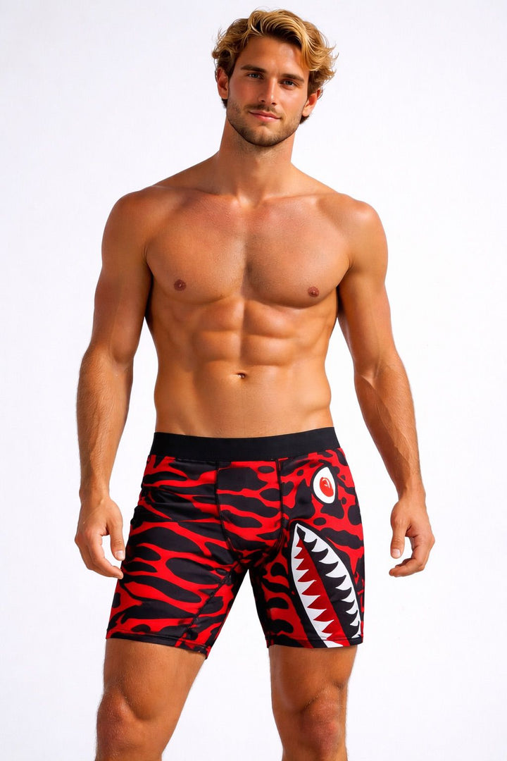 Red Black Shark Camo Boxer Briefs