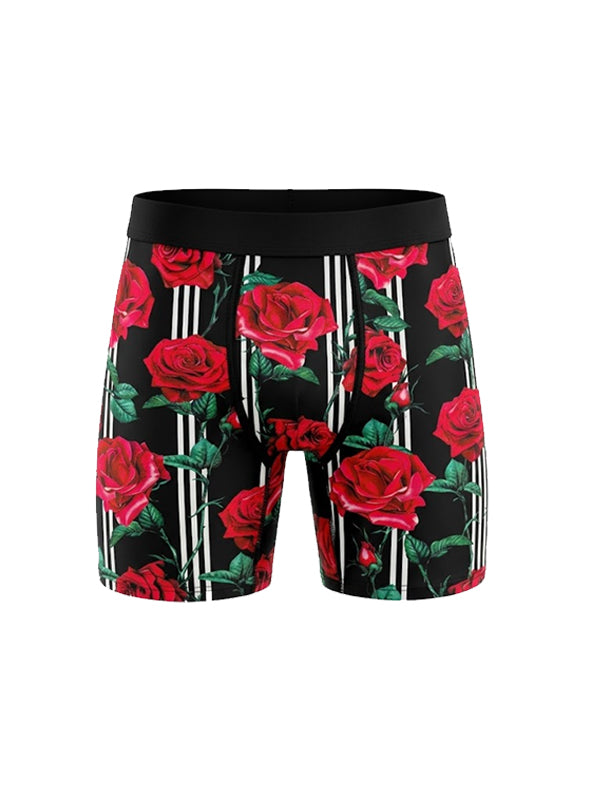 Red Roses Stripe Boxer Briefs