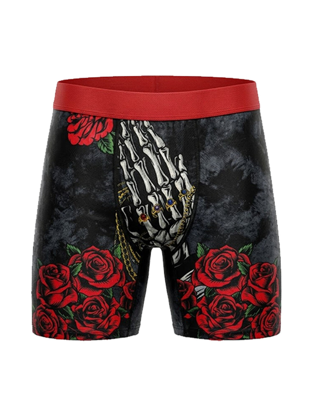 Men's Boxer Briefs Skeleton Hands and Roses, view 1