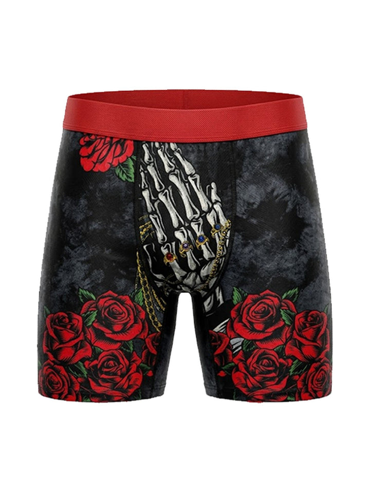 Men's Boxer Briefs Skeleton Hands and Roses, view 1