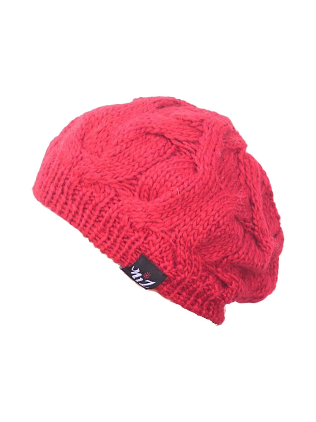 Gestricktes Damen-Peret mit Zopfmuster in Rot