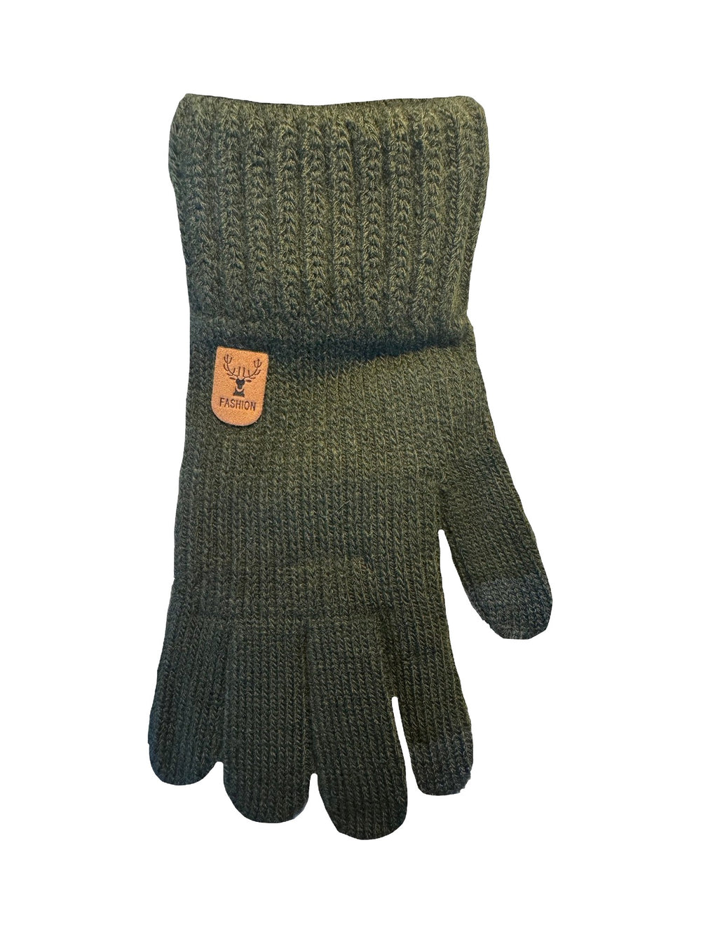 Men's touchscreen gloves with patch in green