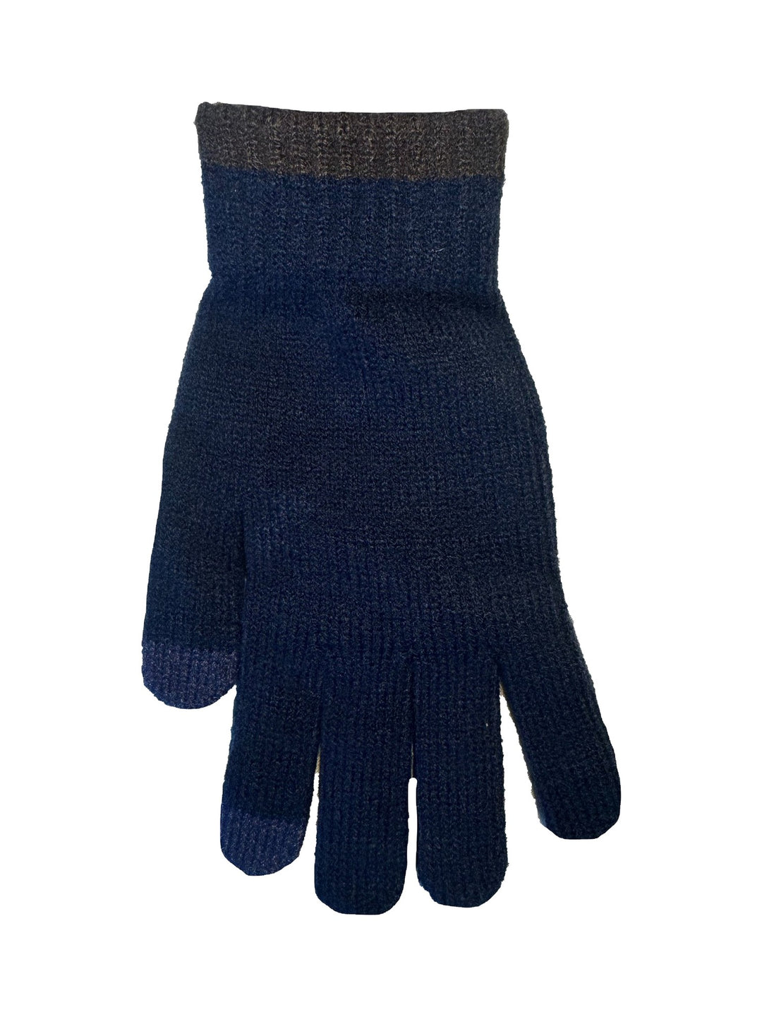 Touchscreen-Strickhandschuhe mit Kontrastbund in Blau