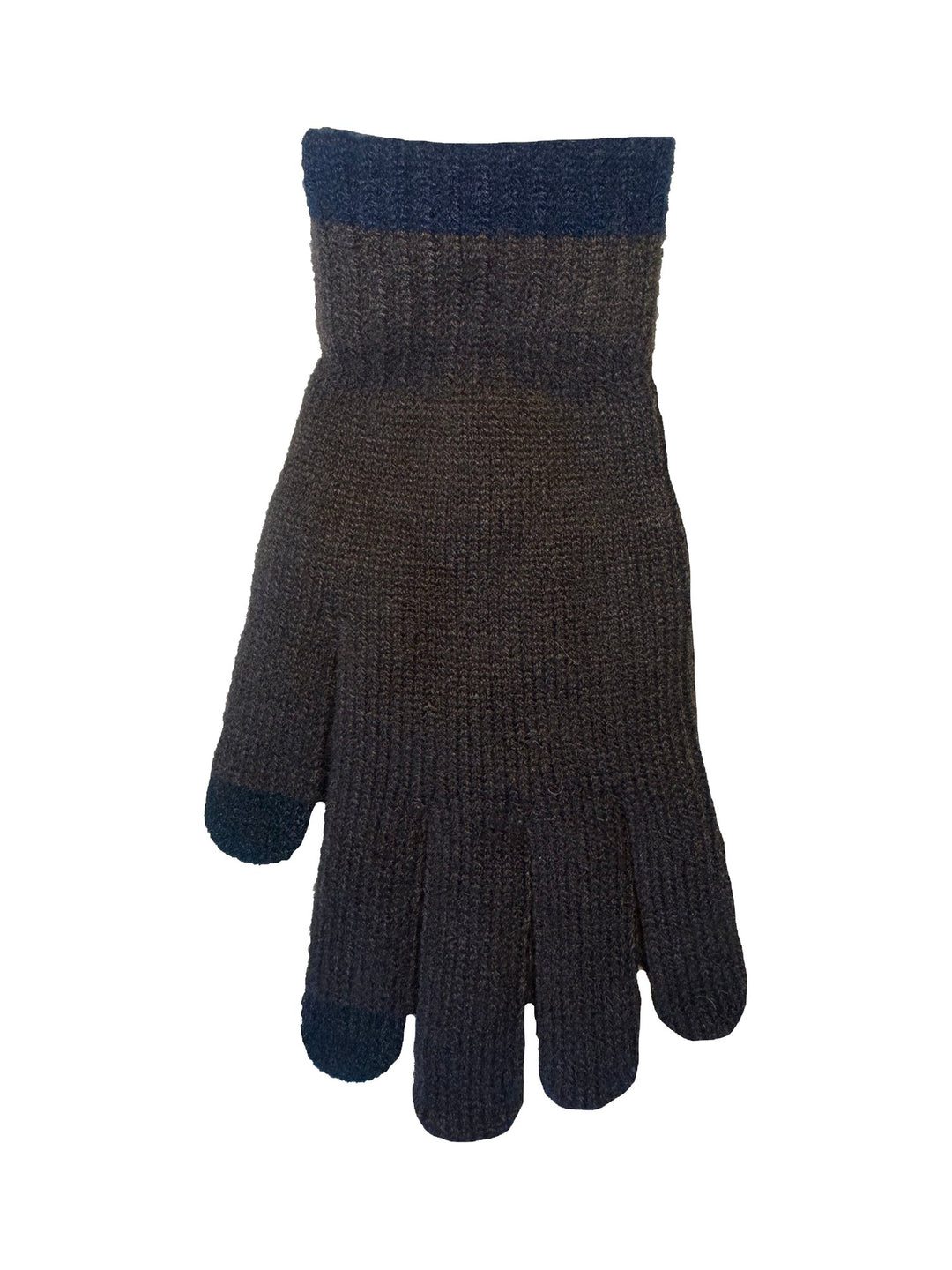Touchscreen-Strickhandschuhe mit Kontrastbund in Braun