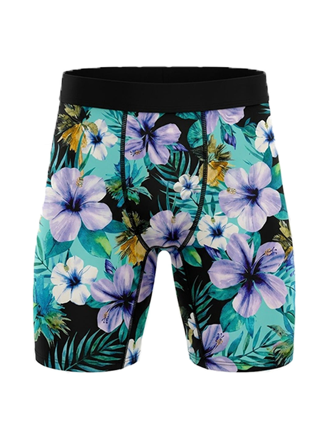 Men's Boxer Briefs Hibiscus on Teal, view 1