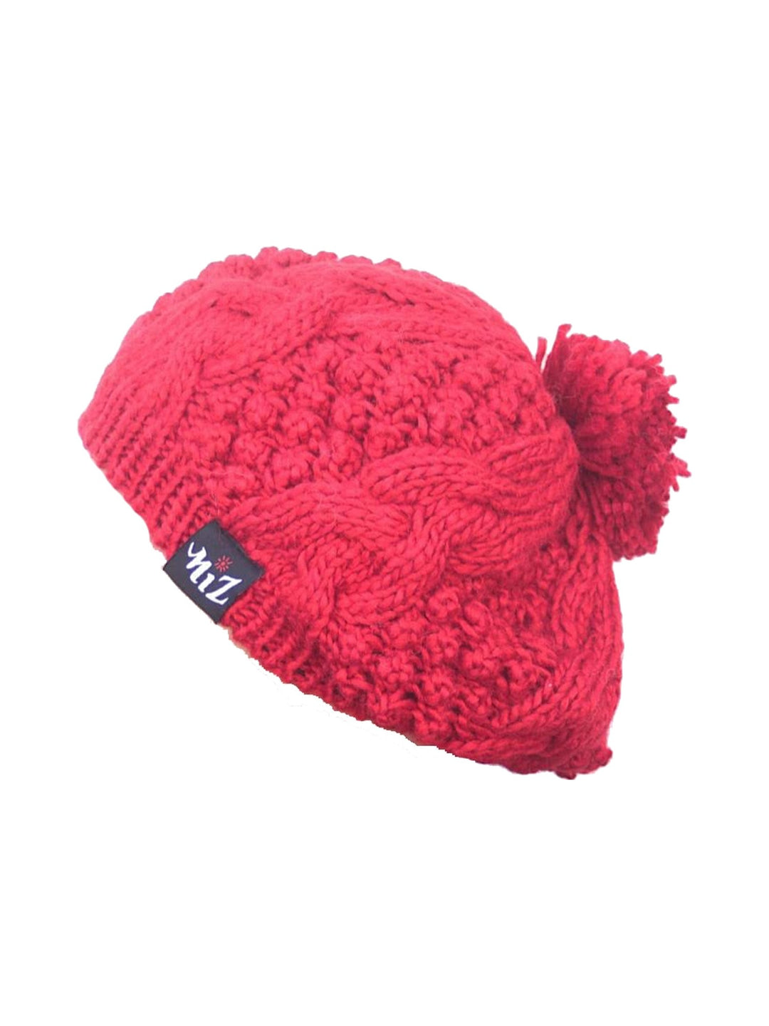 Damen-Pompon-Mütze im Baskenstil in Rot